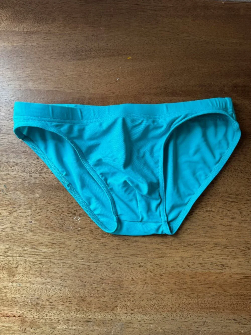 Todd Sanfield Swim Brief Men's Small Blue Ocean Freestyle Shallow Solid NEW